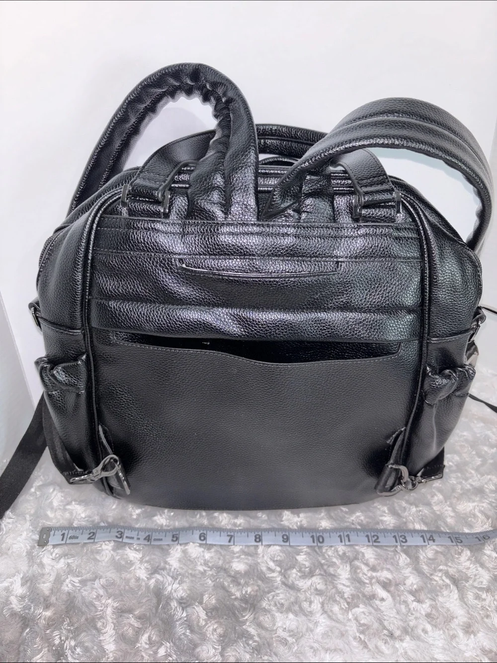 Lug Black Men's Quilted Faux-Leather Backpack Shoulder Bag